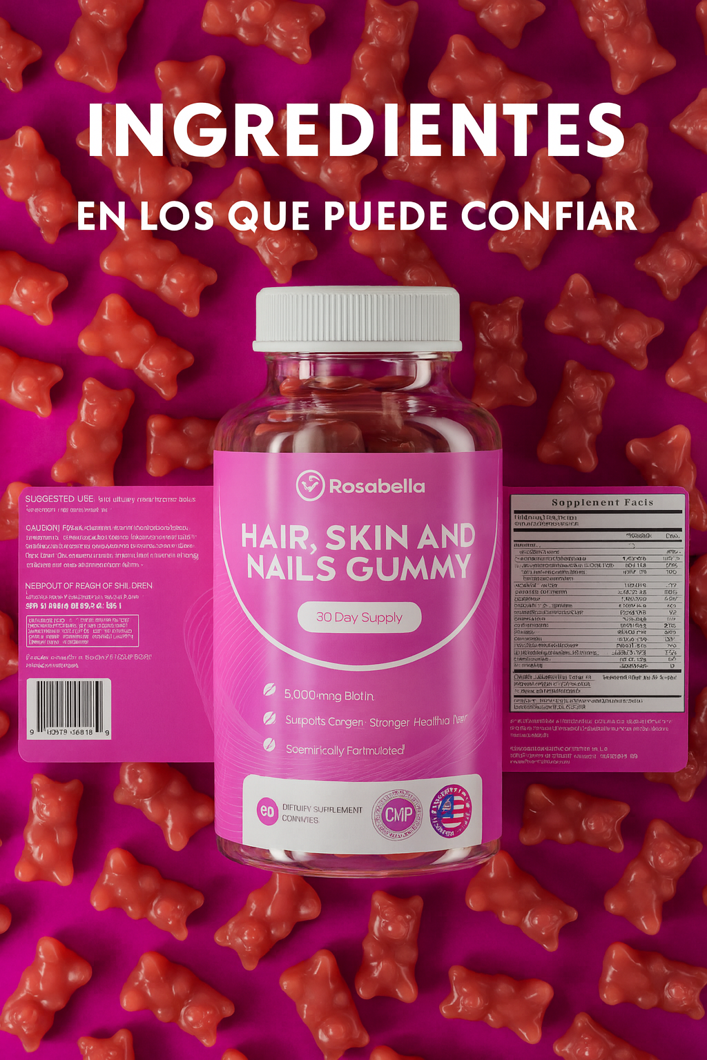 Gummies para el crecimiento y fuerza del cabello